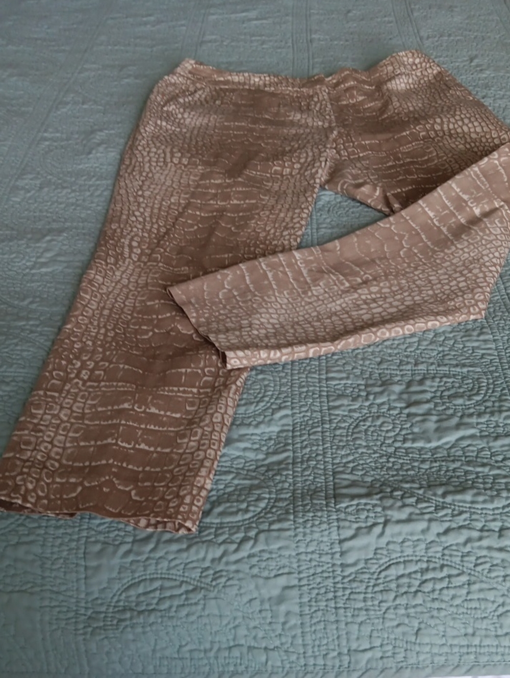 Valerie Bertinelli Crocodile-Print Pants in Taupe And Cream.Size4 VINTAGE.